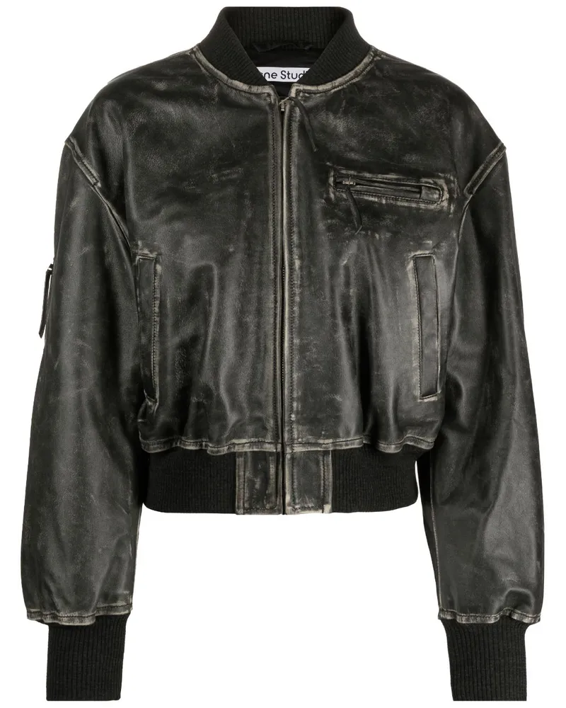 Acne Studios Lederjacke im Used-Look - Schwarz Schwarz