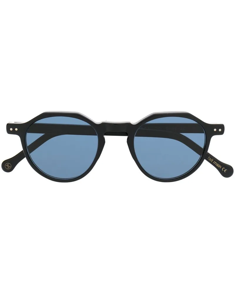 Lesca Sonnenbrille mit rundem Gestell - Schwarz Schwarz
