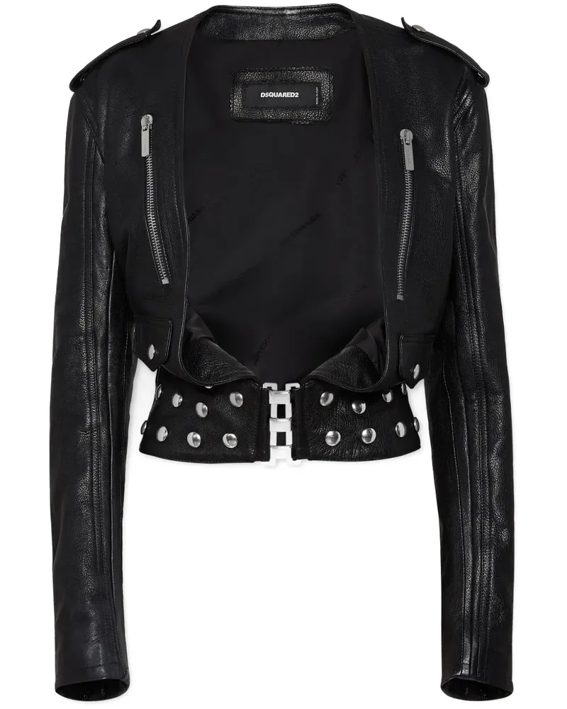 Dsquared2 Cropped-Jacke aus Leder - Schwarz Schwarz