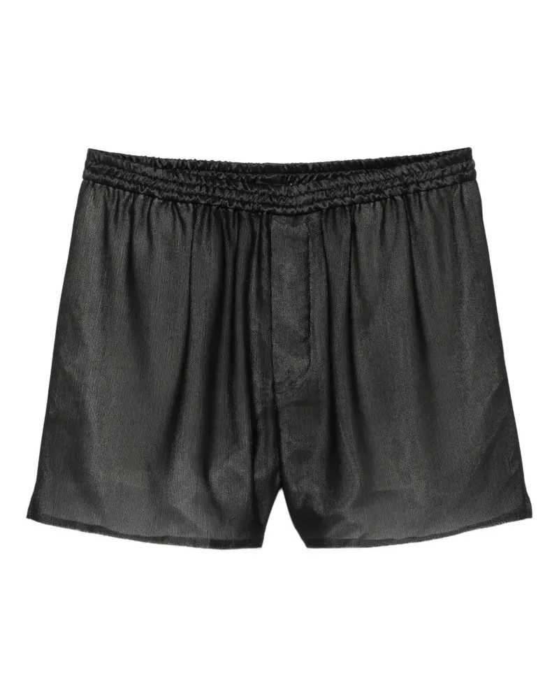 Sapio mesh-texture gathered shorts - Schwarz Schwarz