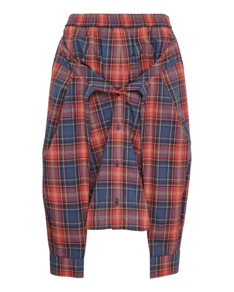 pushBUTTON buttoned tied-waist plaid skirt - Rot Rot