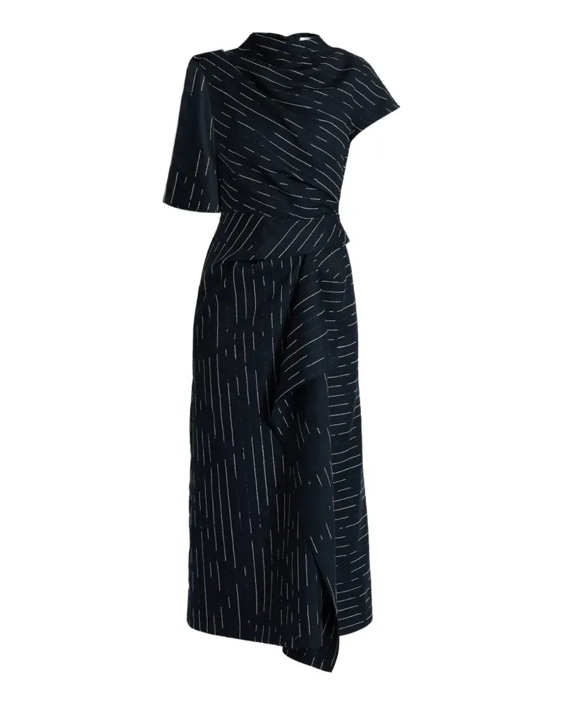 Erdem Drapiertes Midikleid mit Streifen - Blau Blau