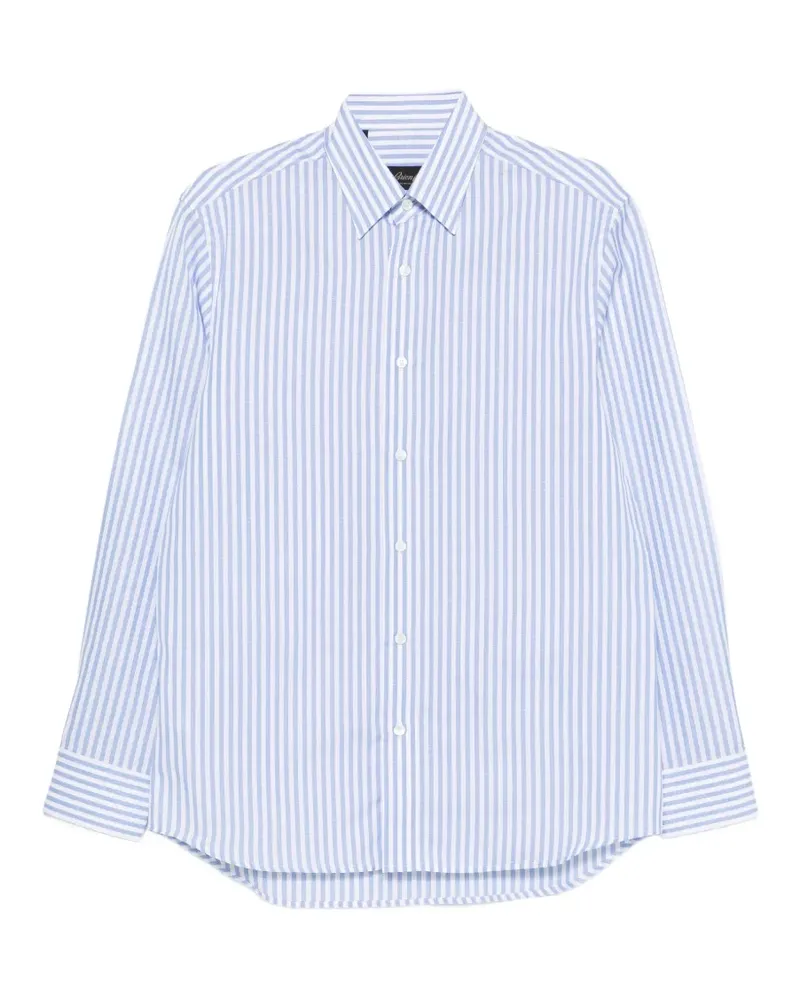 Brioni Gestreiftes Hidden BD Hemd - Blau Blau