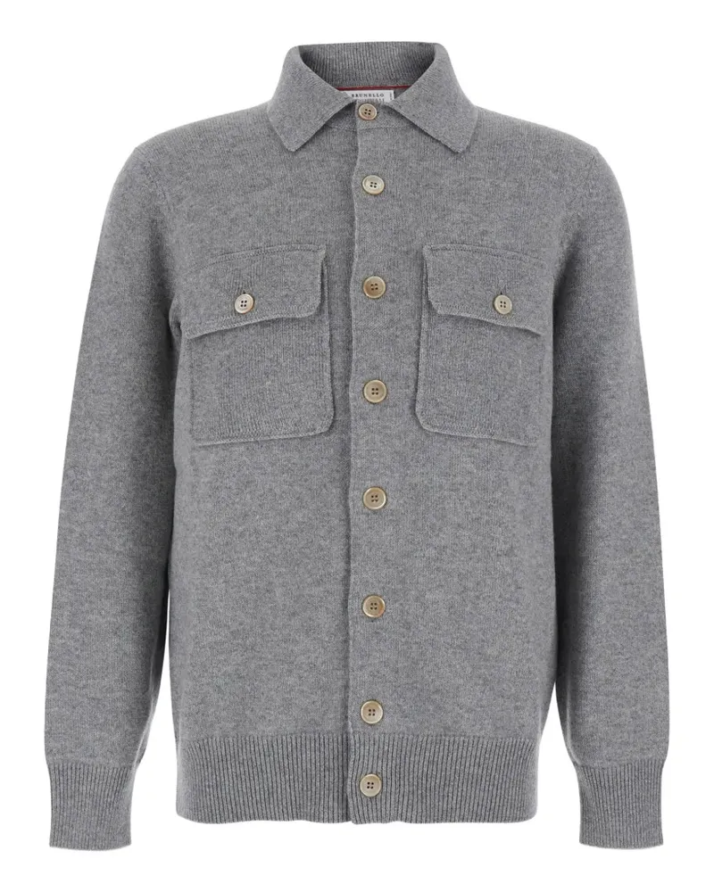 Brunello Cucinelli Geknöpfter Cardigan mit Klappentasche - Grau Grau