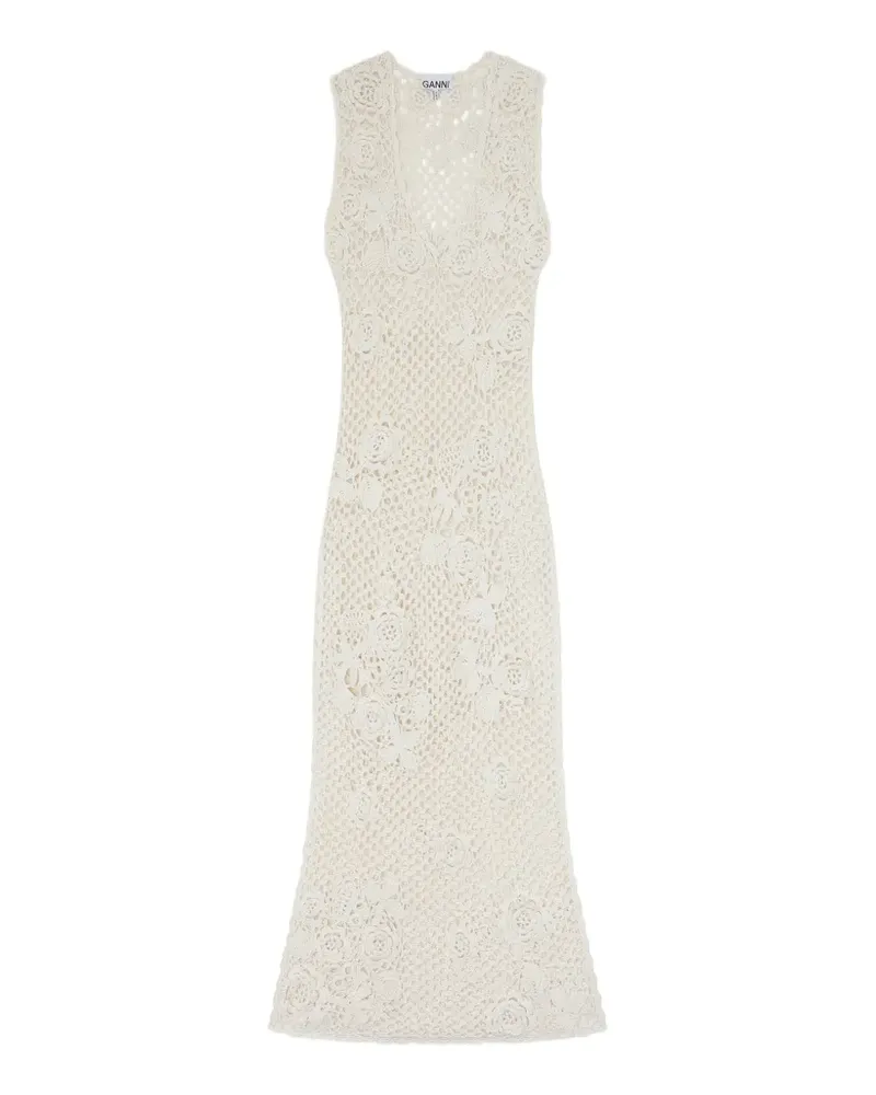 Ganni Häkelkleid mit Blumenmuster - Nude Nude