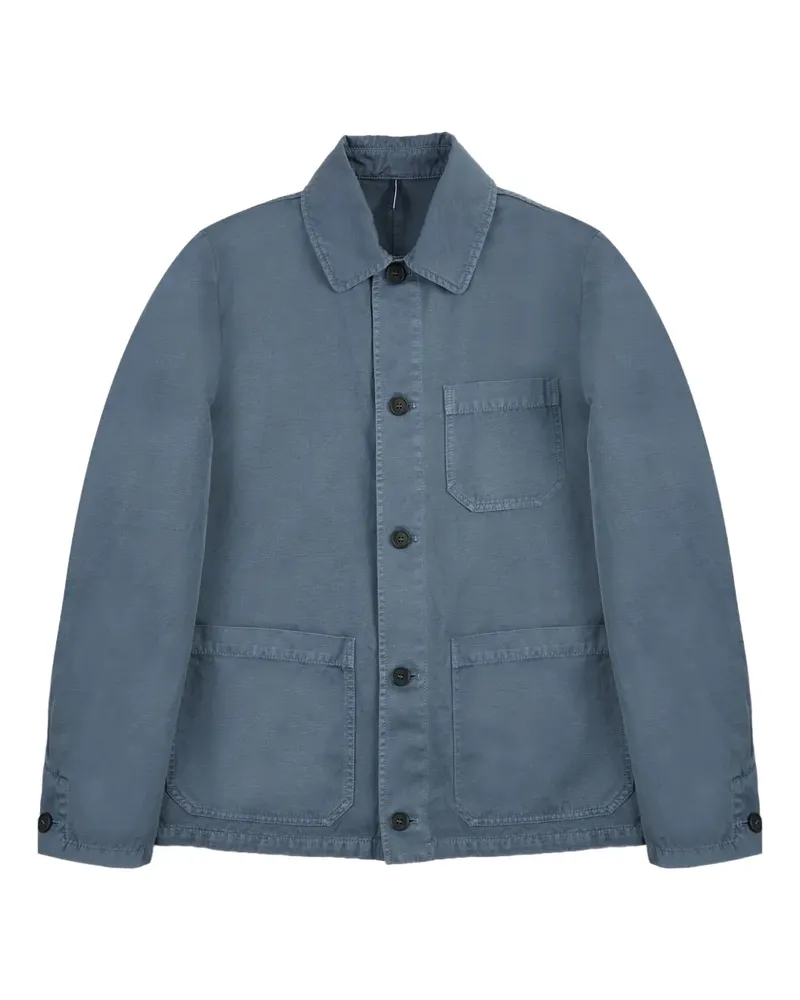 Incotex Geknöpfte Hemdjacke aus Leinen - Blau Blau