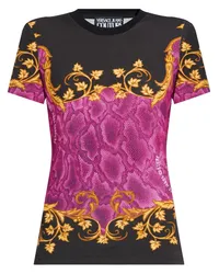 Versace Jeans T-Shirt mit Schlangenleder-Print Schwarz