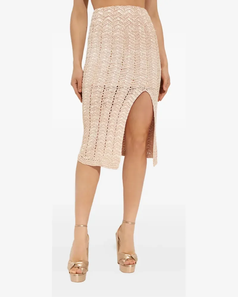 LoveShackFancy lace midi skirt - Nude Nude