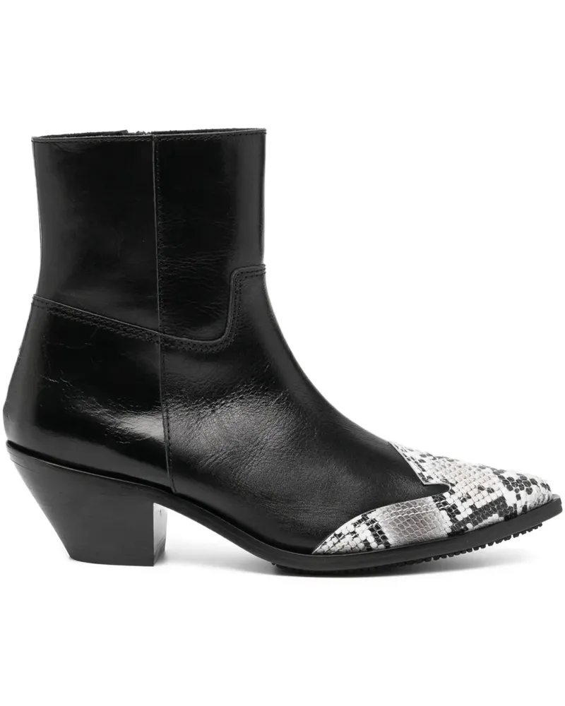 Junya Watanabe Stiefel mit Schlangenleder-Kappe 50mm - Schwarz Schwarz