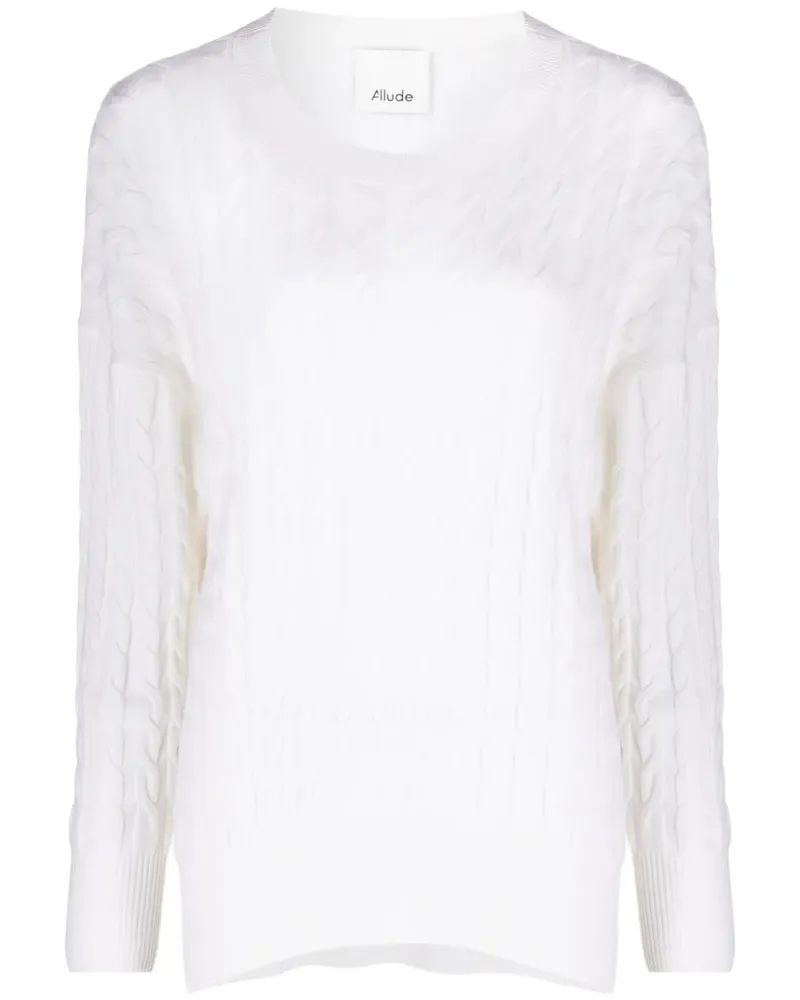ALLUDE Pullover mit Zopfmuster - Weiß Weiß