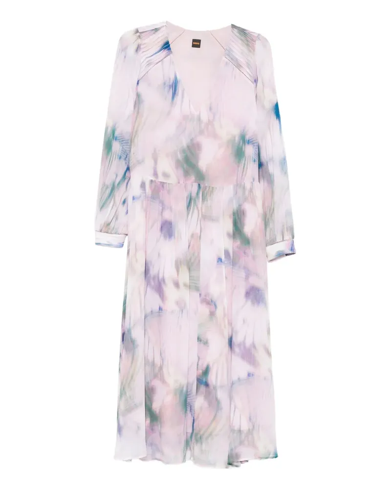 HUGO BOSS Midikleid mit V-Ausschnitt - Rosa Rosa