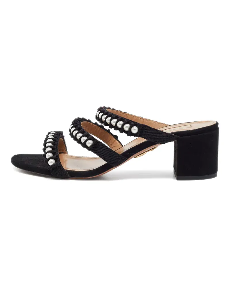 Aquazzura Love Story pearl-embellished sandals - Schwarz Schwarz