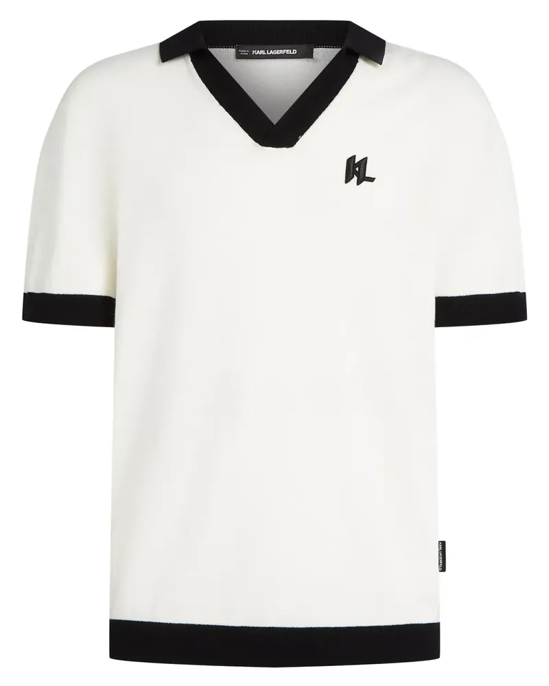 Karl Lagerfeld Poloshirt mit Kontrastdetail - Weiß Weiß