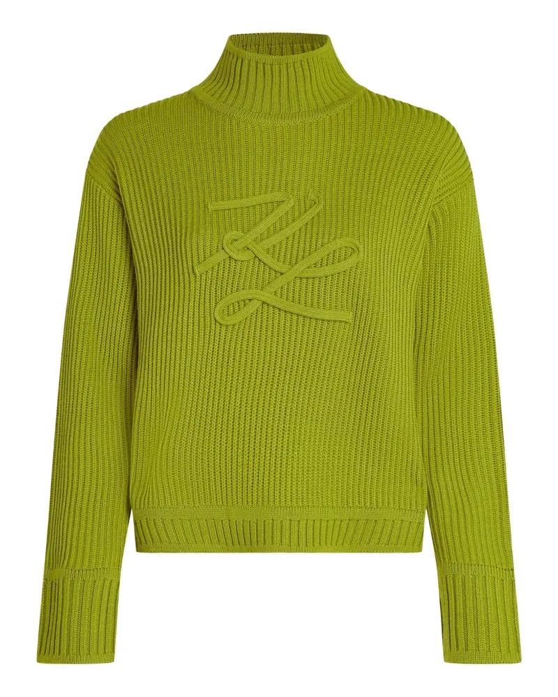 Karl Lagerfeld Gerippter Pullover mit Logo-Stickerei - Grün Grün