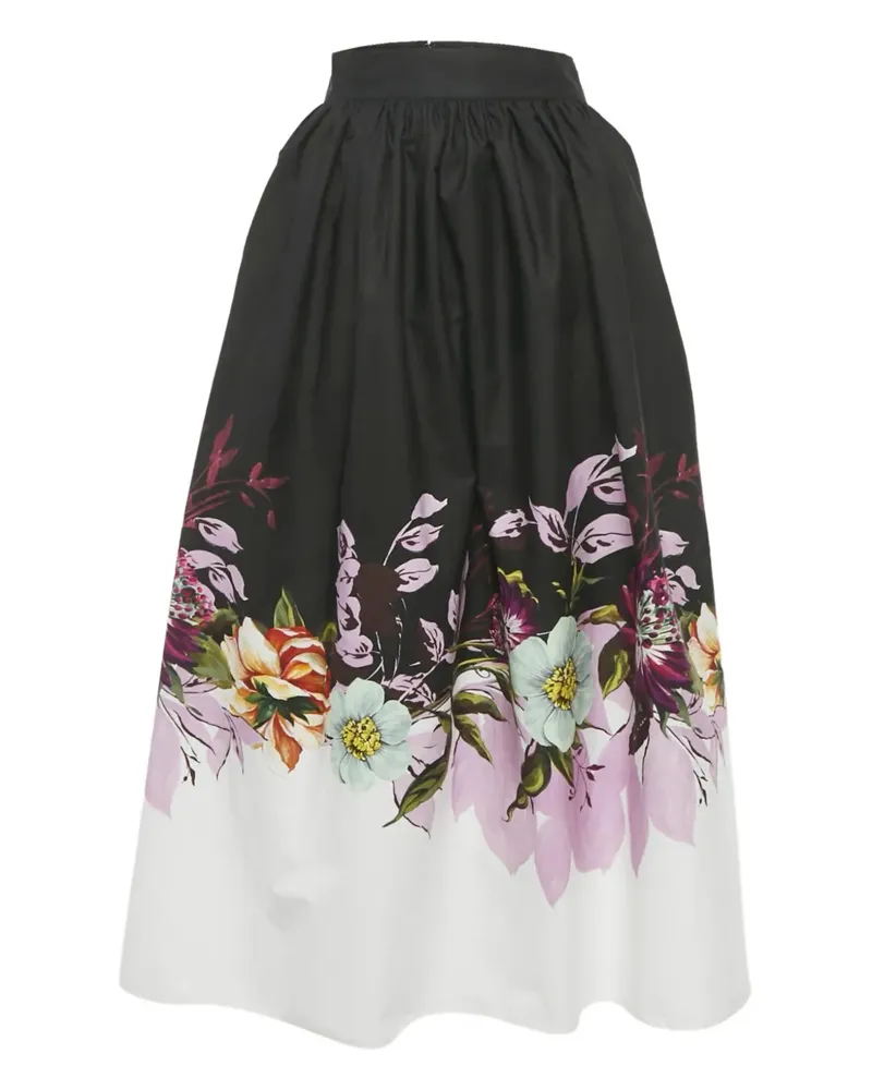 Elie Saab floral-print midi skirt - Schwarz Schwarz