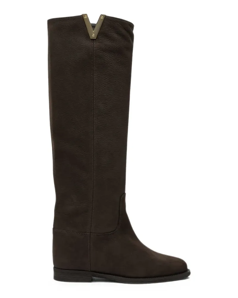Via Roma 15 Stiefel mit Logo-Schild - Braun Braun