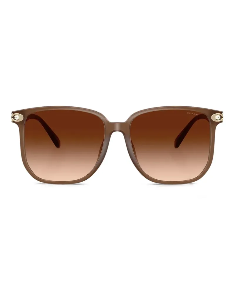 Coach logo-plaque square-frame sunglasses - Braun Braun