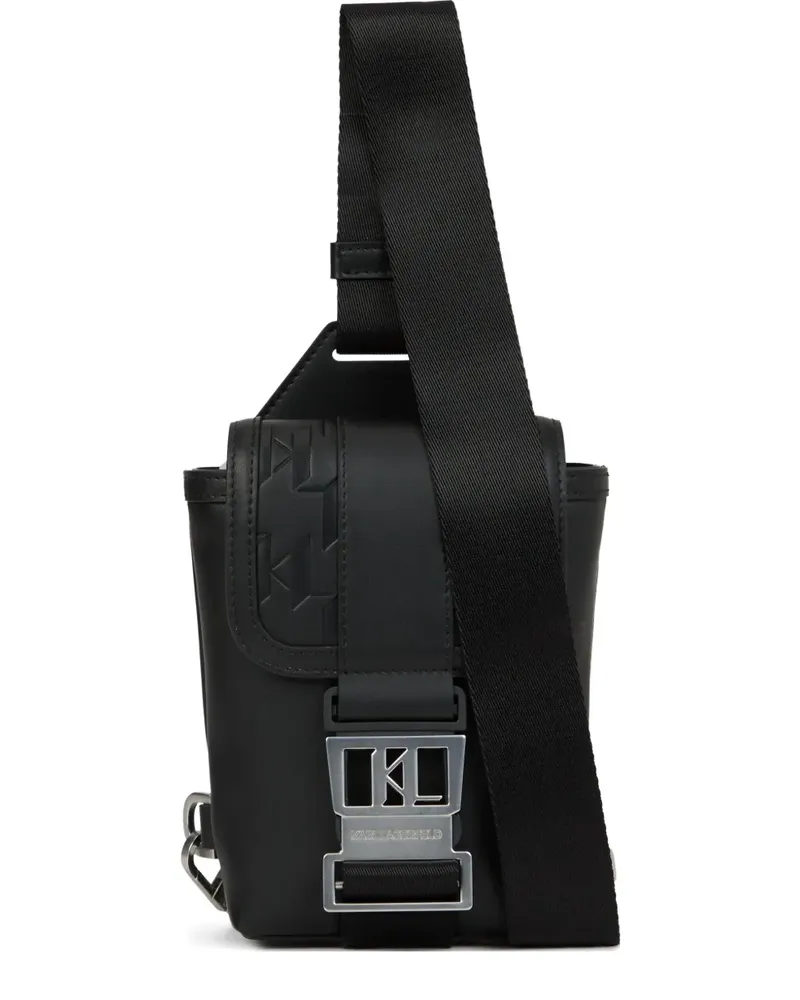 Karl Lagerfeld Kuriertasche mit Logo-Schild - Schwarz Schwarz