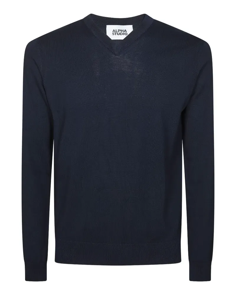 Alpha Studio long-sleeve V-neck sweater - Blau Blau