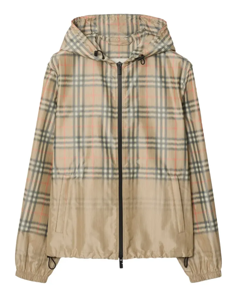 Burberry Leichte Kapuzenjacke mit Farbverlauf-Check - Nude Nude