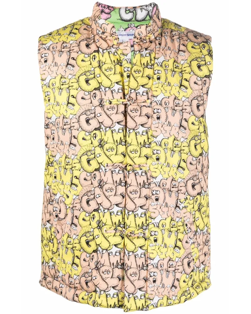 Comme des Garçons x Kaws Weste mit Logo-Print - Gelb Gelb