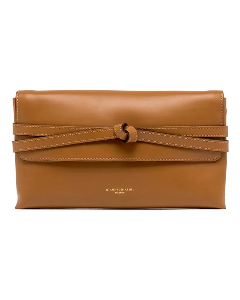 Gianni Chiarini Belty knotted leather clutch bag - Braun Braun