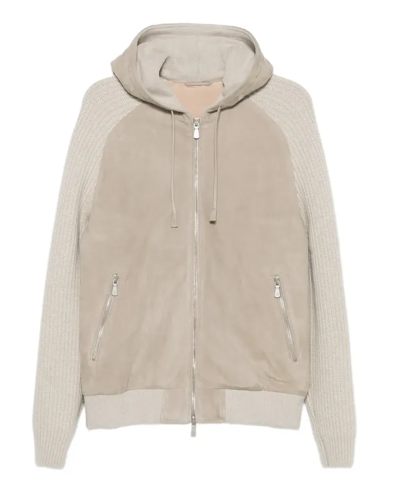 Eleventy Jacke mit Wildledereinsätzen - Nude Nude