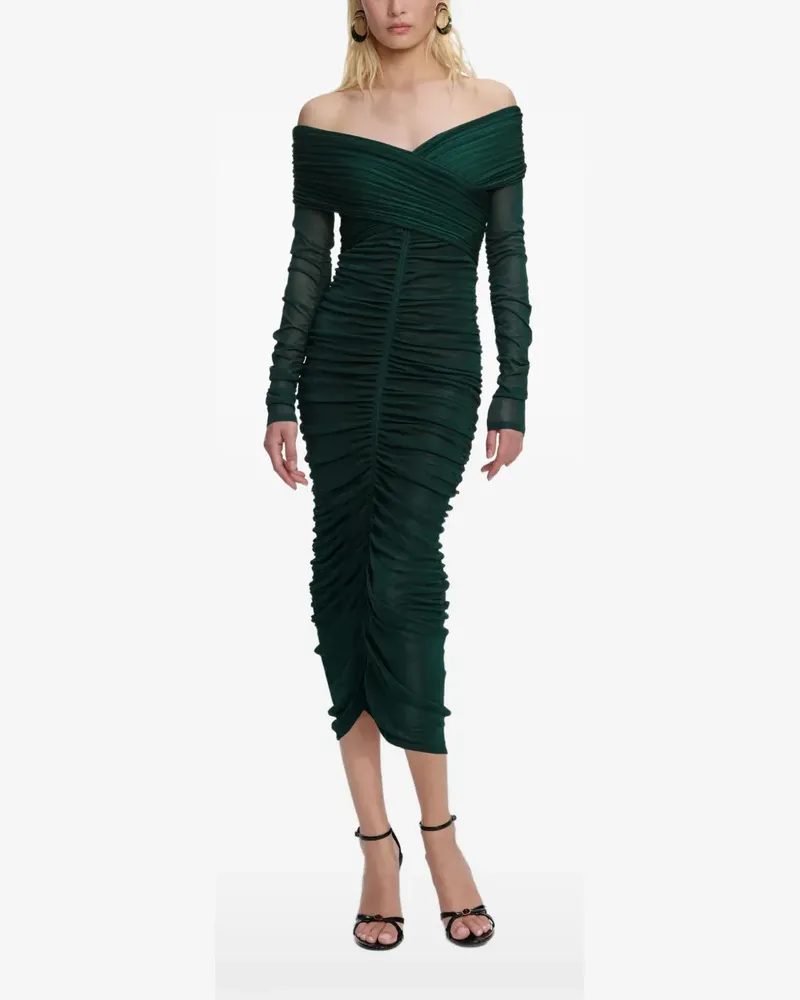 Self-Portrait draped midi dress - Grün Grün
