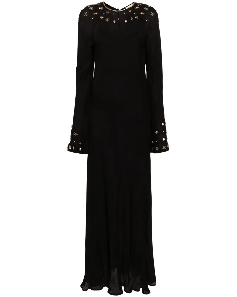 forte_forte Maxikleid mit Kristallverzierung - Schwarz Schwarz