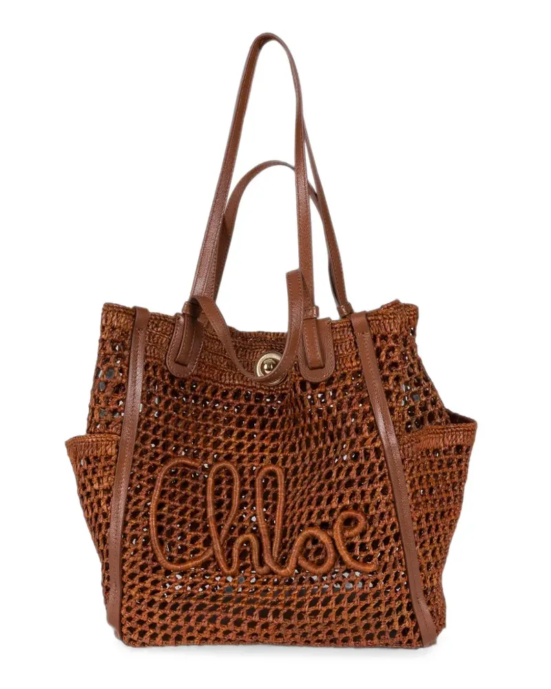 Chloé Gehäkelter  Iconic Tote Bag aus Raffiabast - Braun Braun