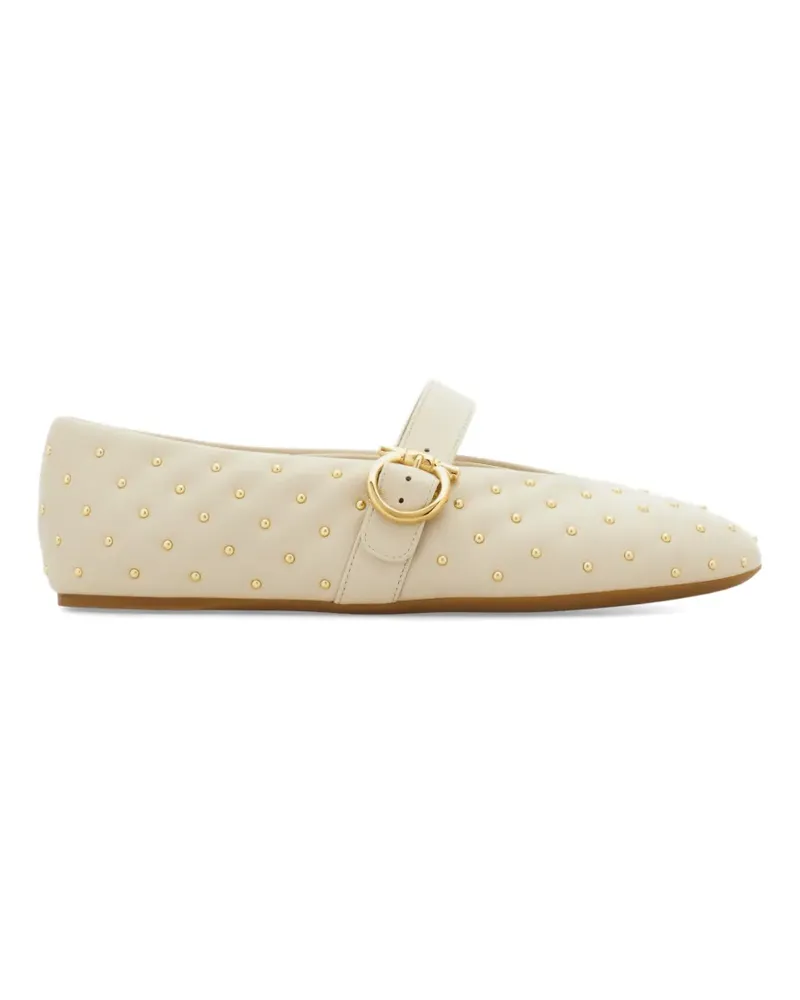 Ferragamo studded Gancini buckle ballet flats - Nude Nude