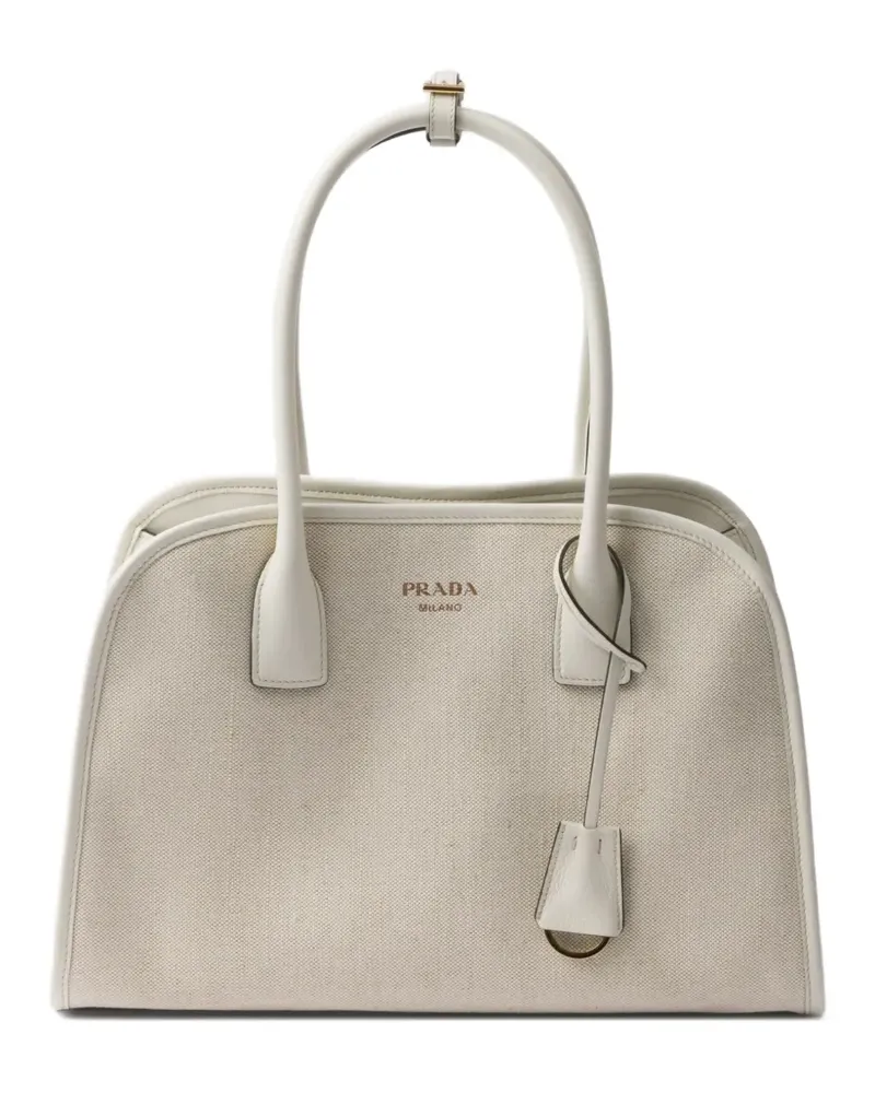 Prada Mittelgroße Tote Bag aus Leinengemisch - Nude Nude