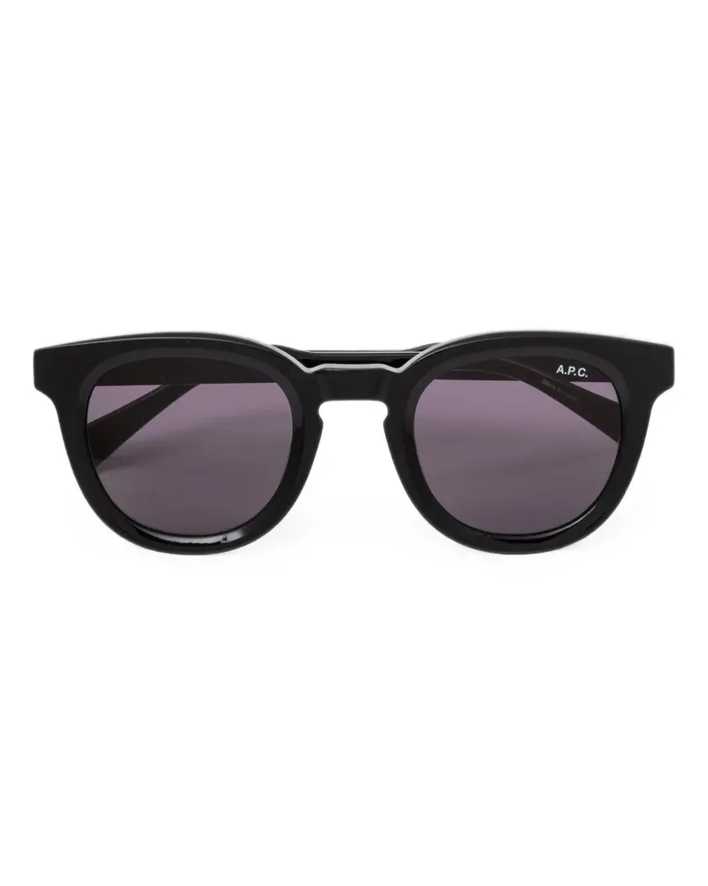 A.P.C. Sonnenbrille mit rundem Gestell - Schwarz Schwarz