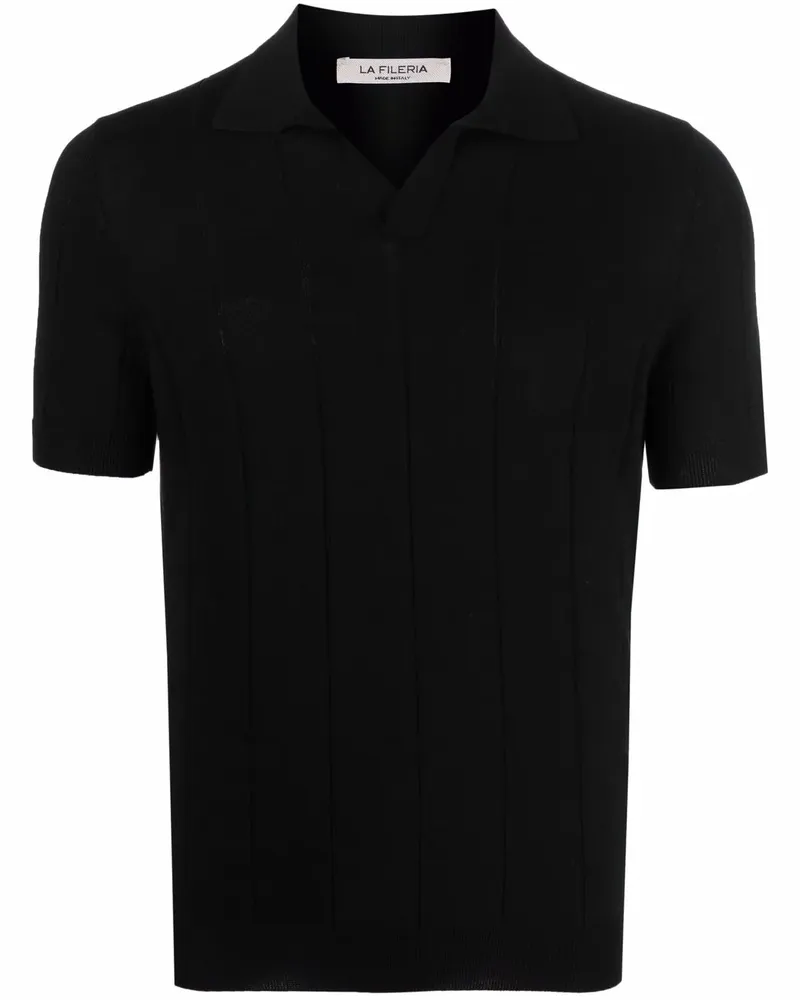 La Fileria Poloshirt aus geripptem Strick - Schwarz Schwarz