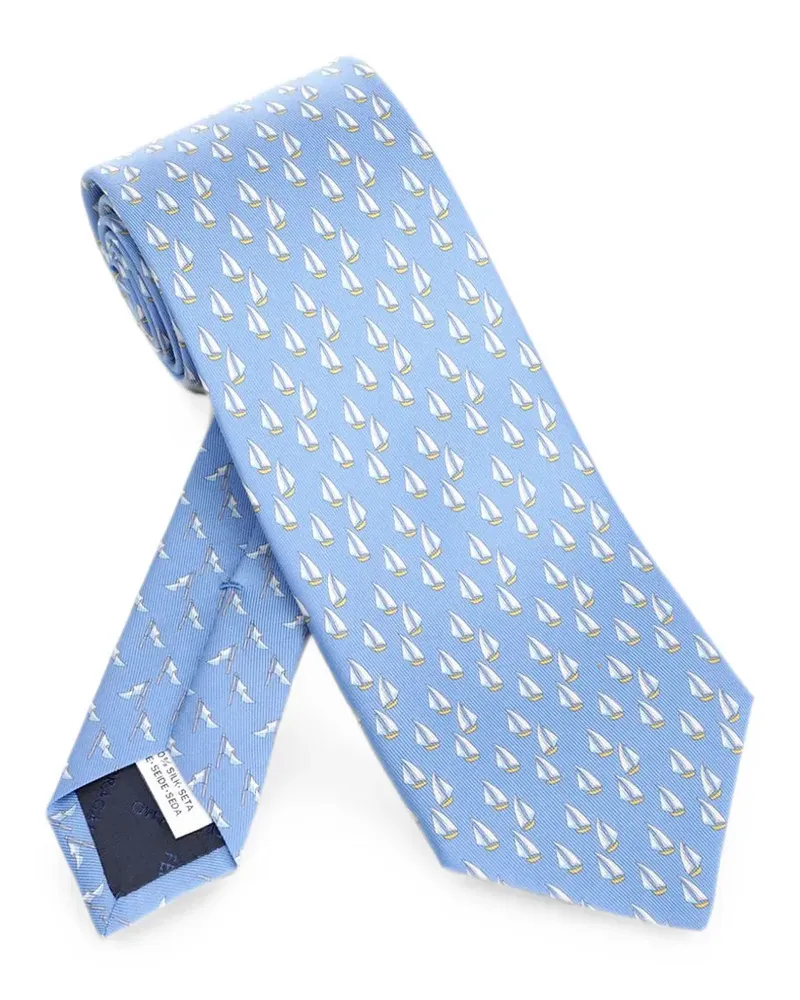 Ferragamo sailboat-print tie - Blau Blau