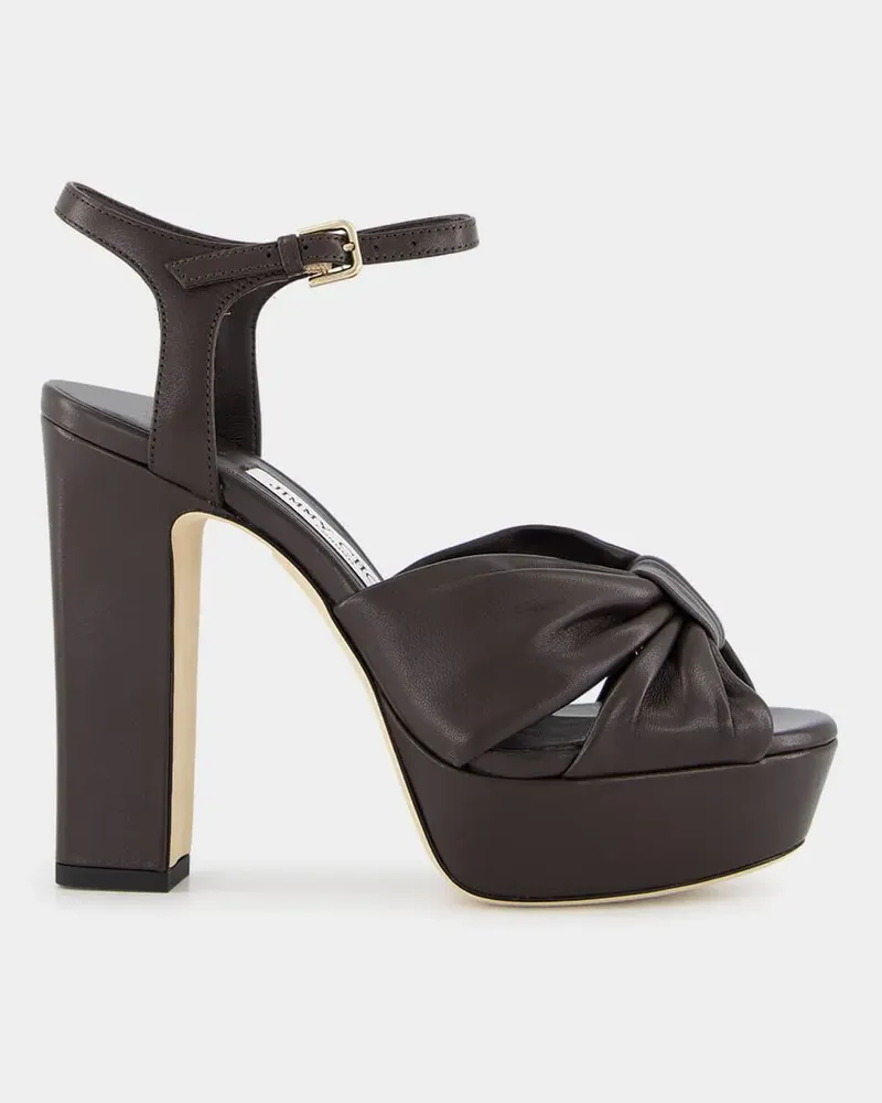 Jimmy Choo Plateau-Pantoletten mit Knotendetail - COFFEE BROWN Coffee