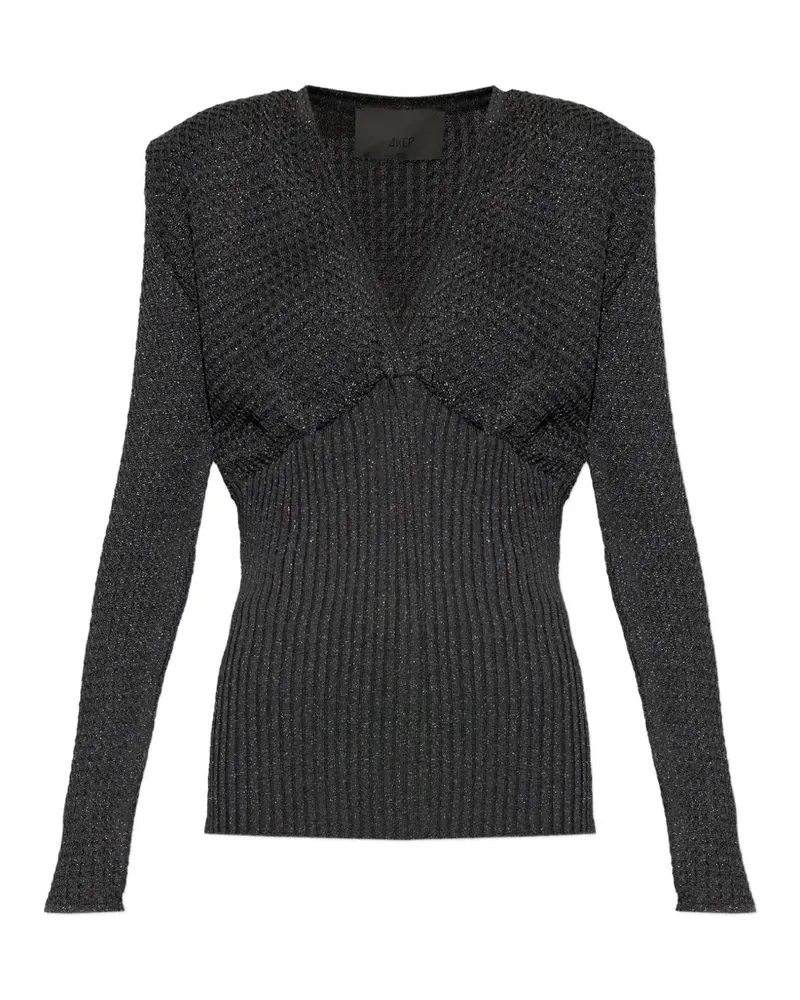 AKEP Gerippter Pullover mit Metallic-Garn - Grau Grau