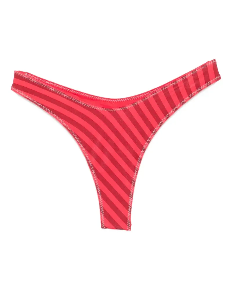 Frankies Bikinis x Jennie Full Moon striped satin bikini bottoms - Rot Rot