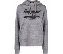 Hoodie mit Truck-Print - Grau