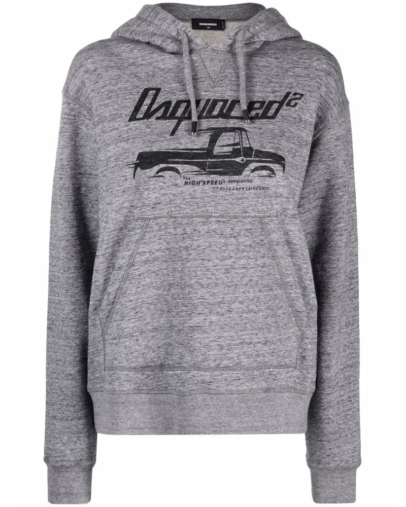 Dsquared2 Hoodie mit Truck-Print Grau