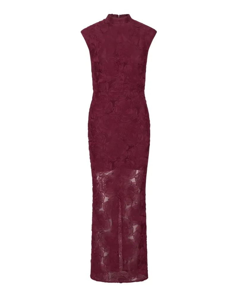 ROTATE Birger Christensen Maxikleid mit floralem Mesh Rot