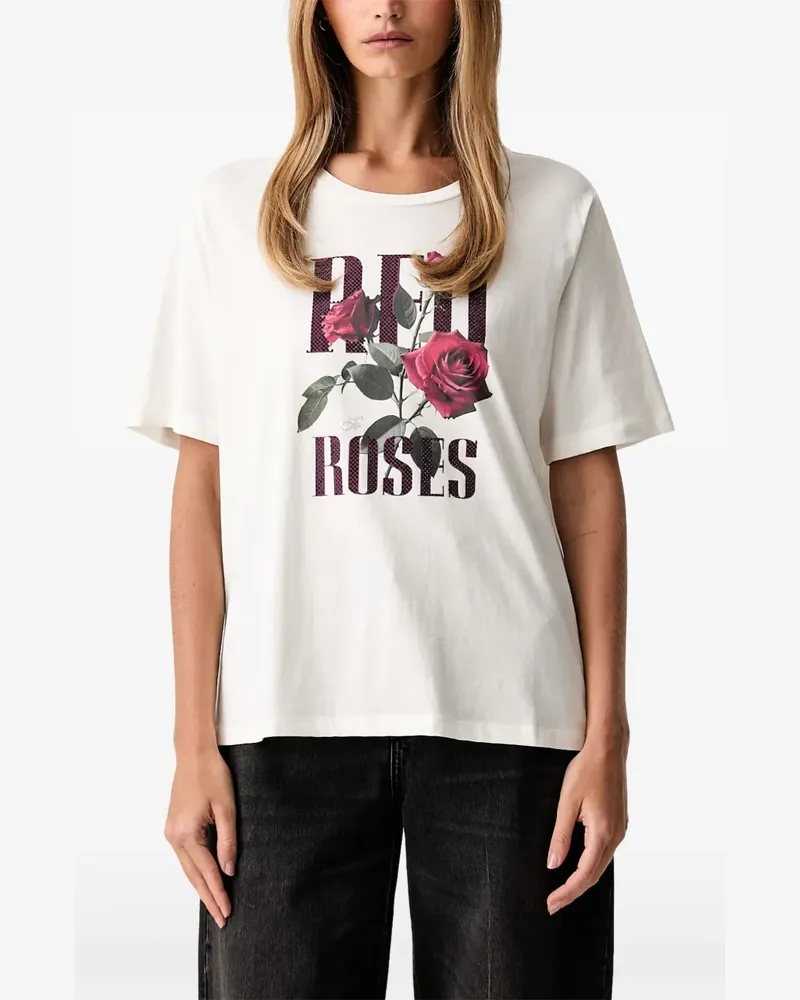 Liu Jo T-Shirt mit Rosen-Print - Weiß Weiß