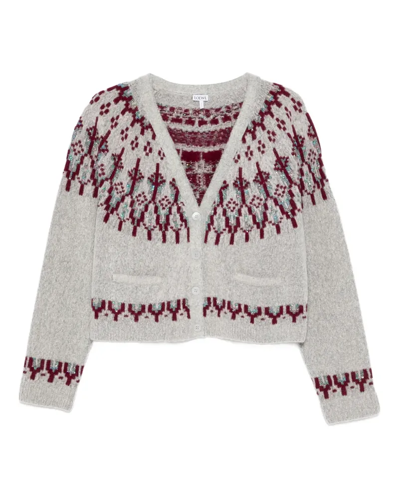 Loewe fair isle-pattern patch-pocket cardigan - Grau Grau