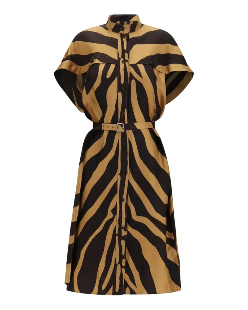 Ferragamo animal-print belted shirt dress - Nude Nude