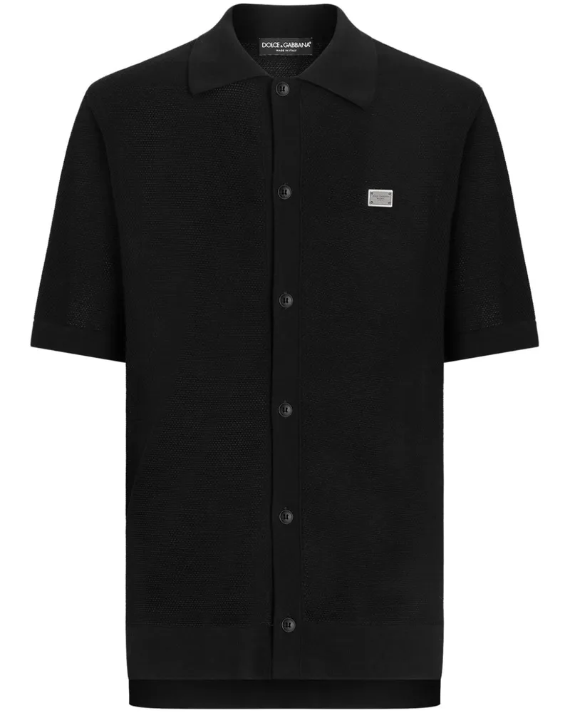 Dolce & Gabbana Hemd mit Logo-Schild - Schwarz Schwarz