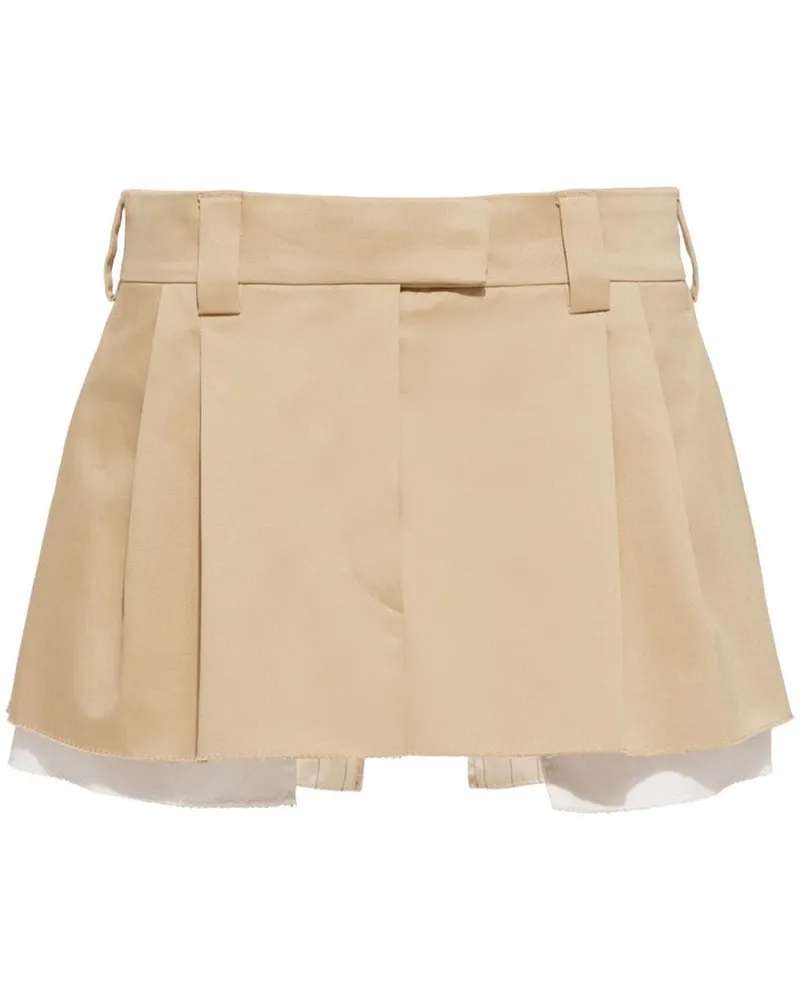 Miu Miu Chino-Minirock mit Logo - Nude Nude