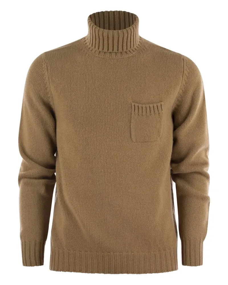 Fedeli Gerippter Rollkragenpullover - Braun Braun