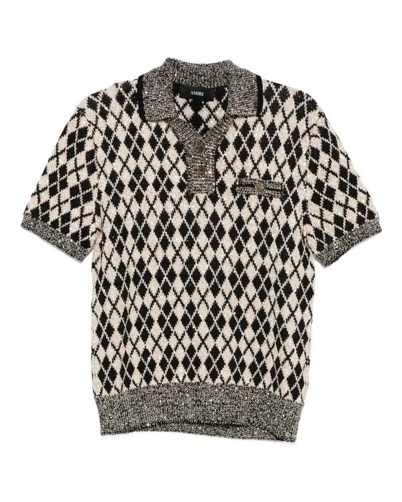 Amiri argyle short-sleeve polo shirt - Schwarz Schwarz