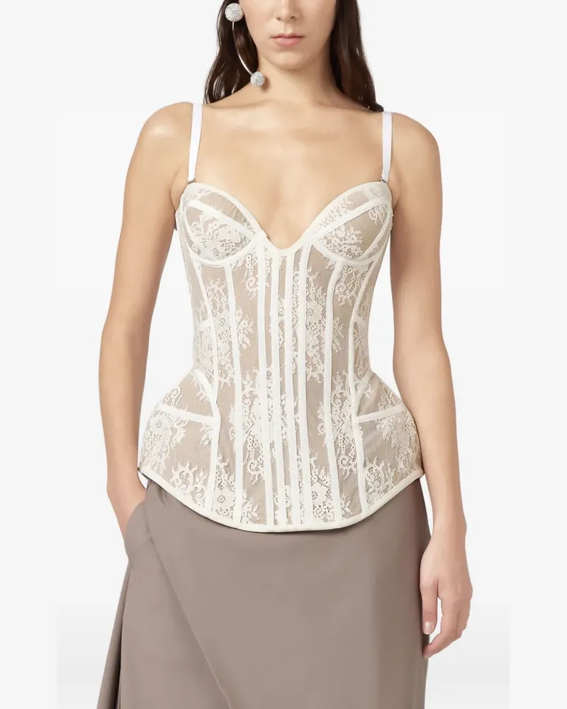 Giuseppe di Morabito Corsage-Top mit Spitzen-Overlay - Nude Nude