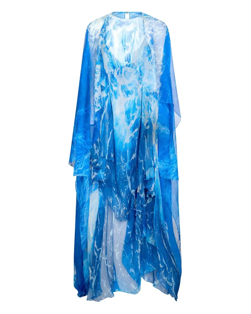Roberto Cavalli Maxikleid mit abstraktem Print - Blau Blau